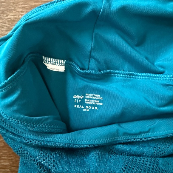 Aerie blue lace bikini underwire bra top, high waisted bottoms size 34C & small - Picture 4 of 5